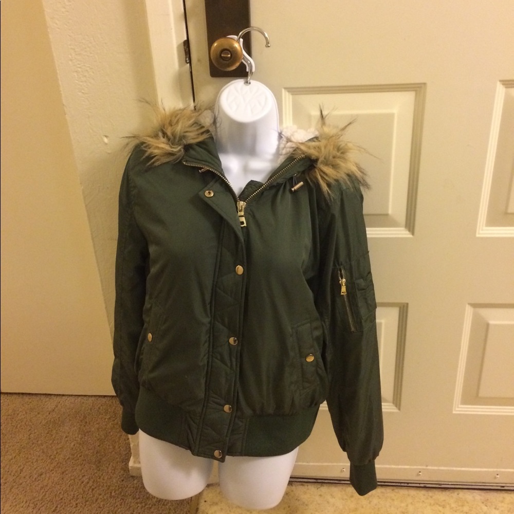 Faux fur bomber jacket